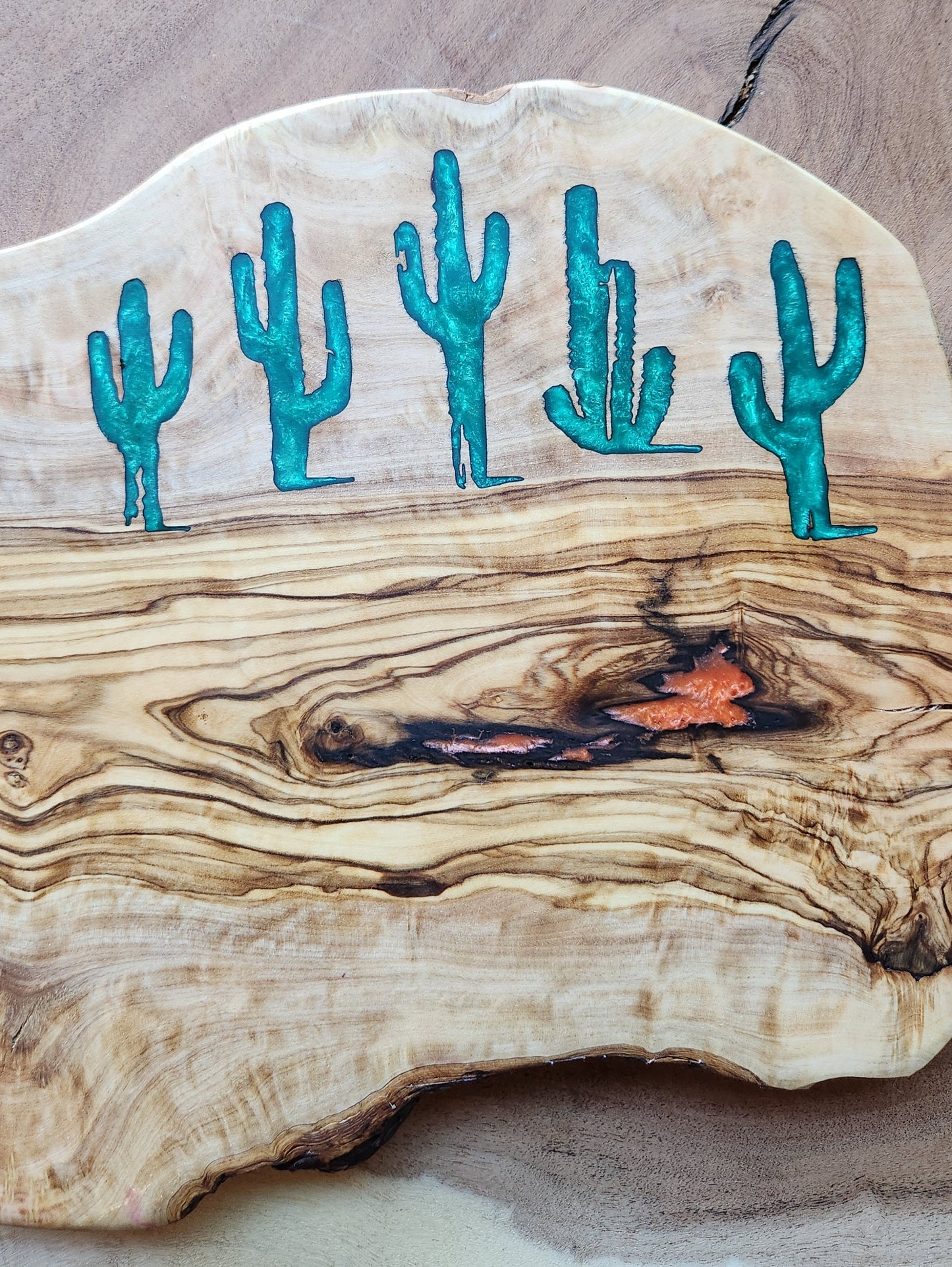 Large Live Edge Olive Board - Resin Inlay - The Laser Canvas