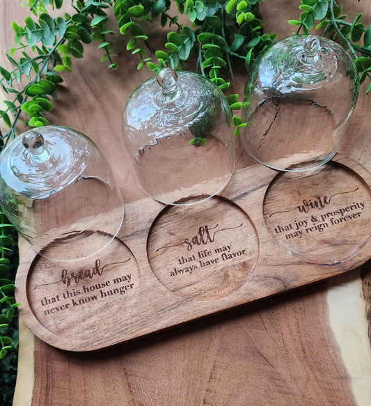 Triple Glass Dome Cheese Board- The Laser Canvas