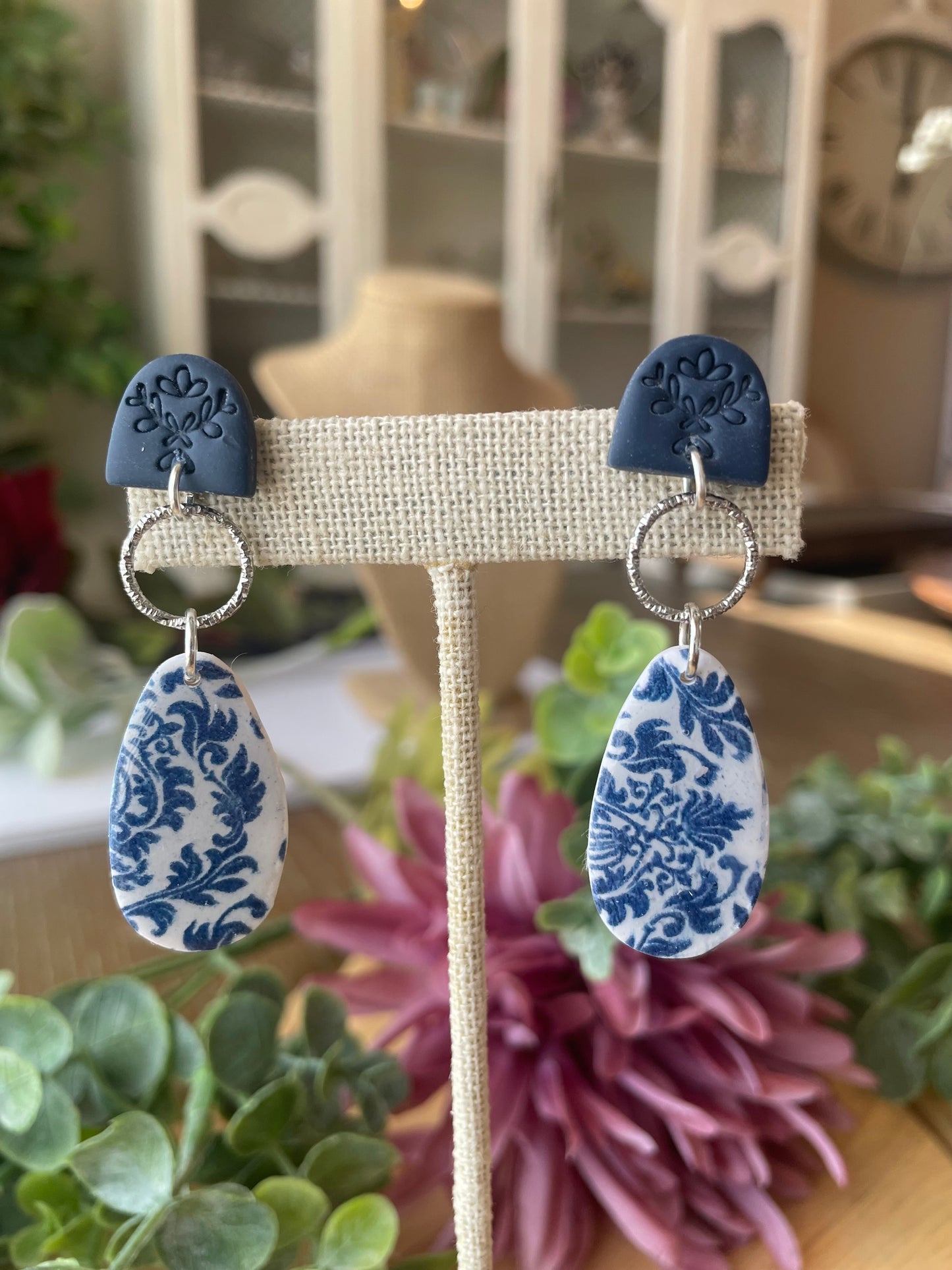 Blue Chinoiserie Earrings - Mimi Co Handmade Jewelry