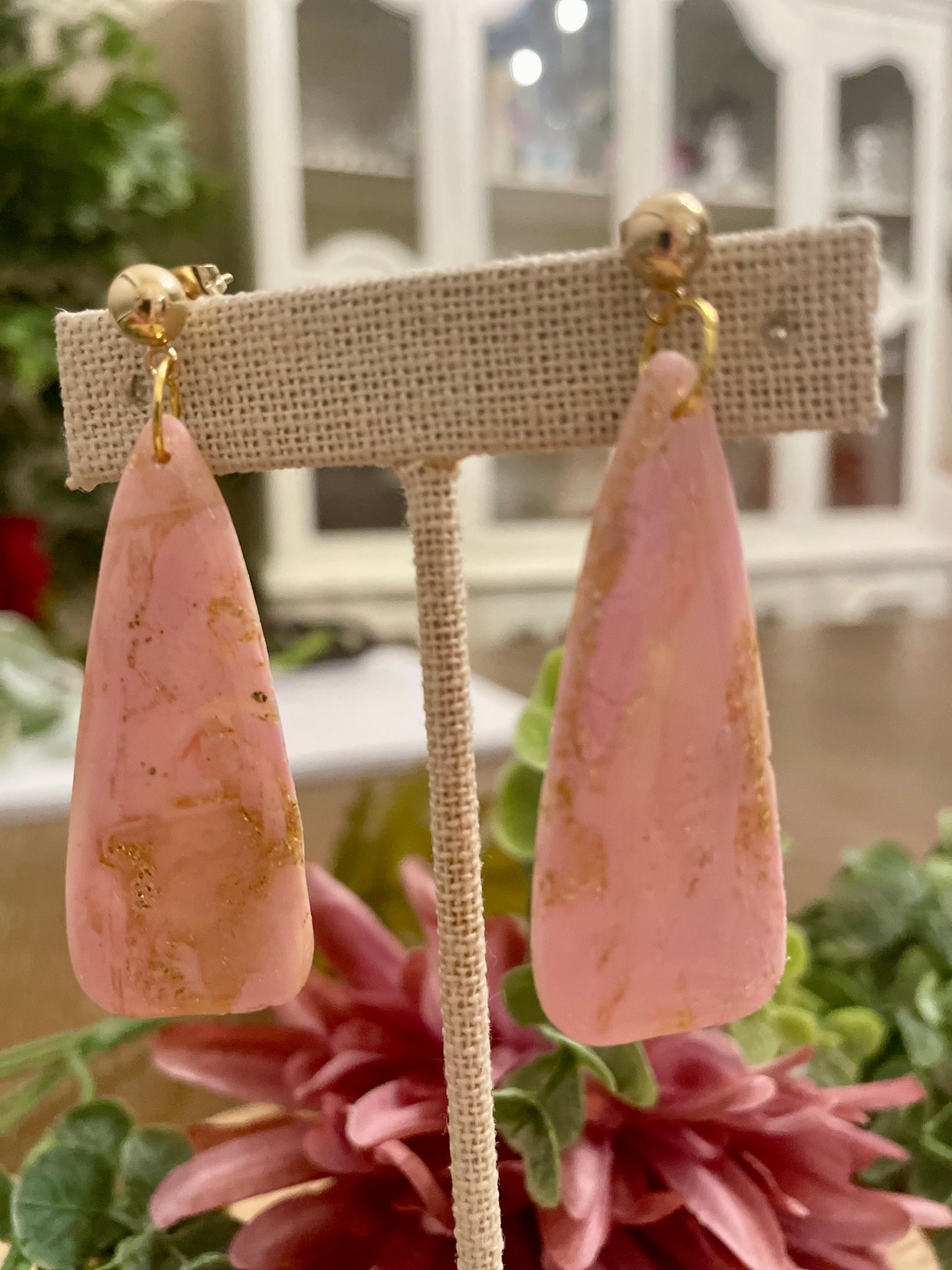 Pink Faux Stone Earrings - Mimi Co Handmade