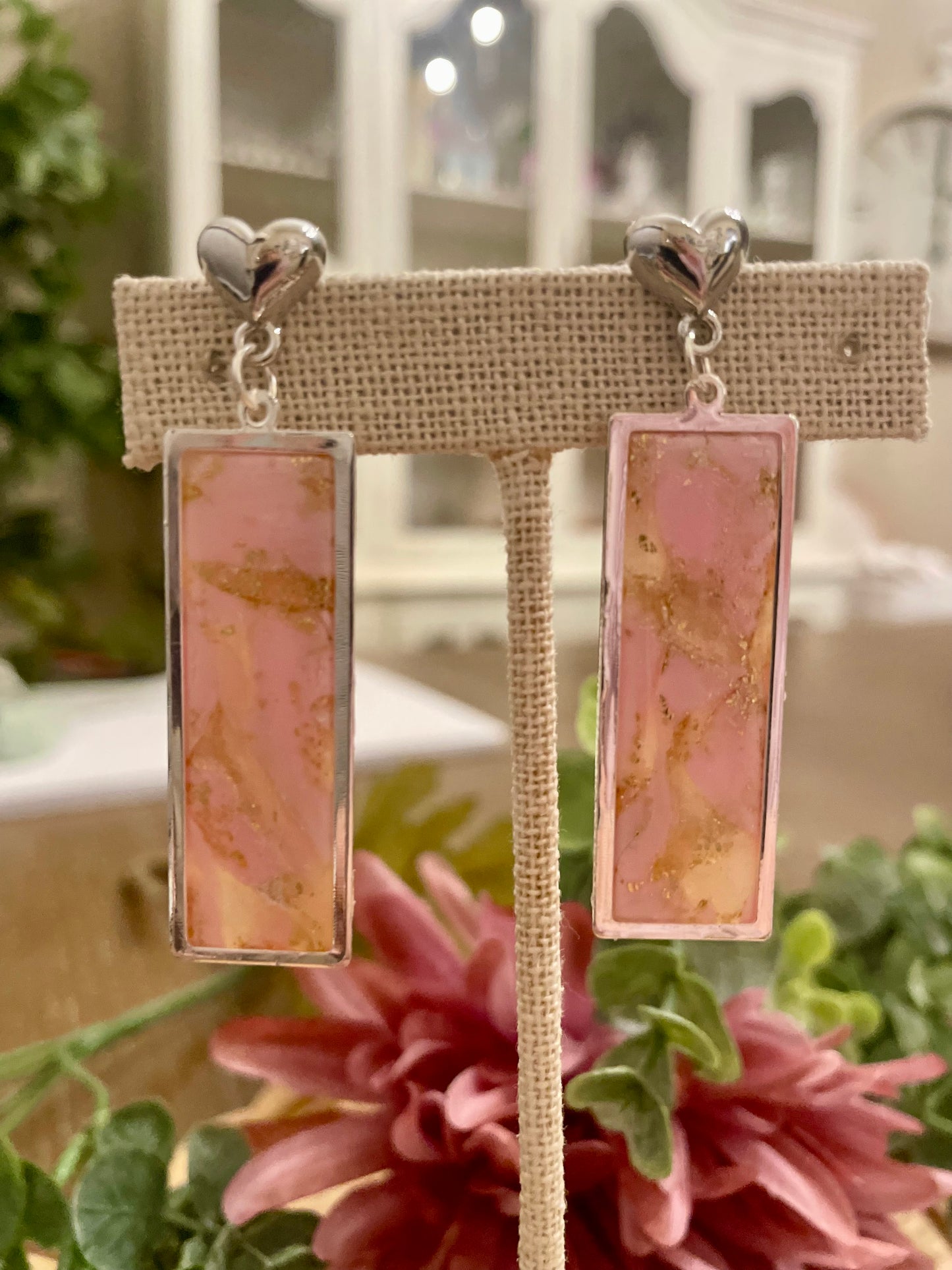 Pink Faux Stone Earrings - Mimi Co Handmade