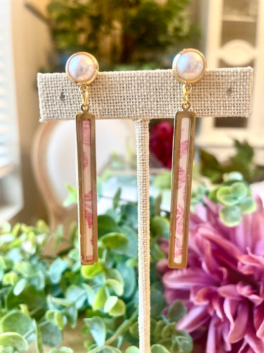 Pink Chinoiserie Earrings - Mimi Co Handmade Jewelry