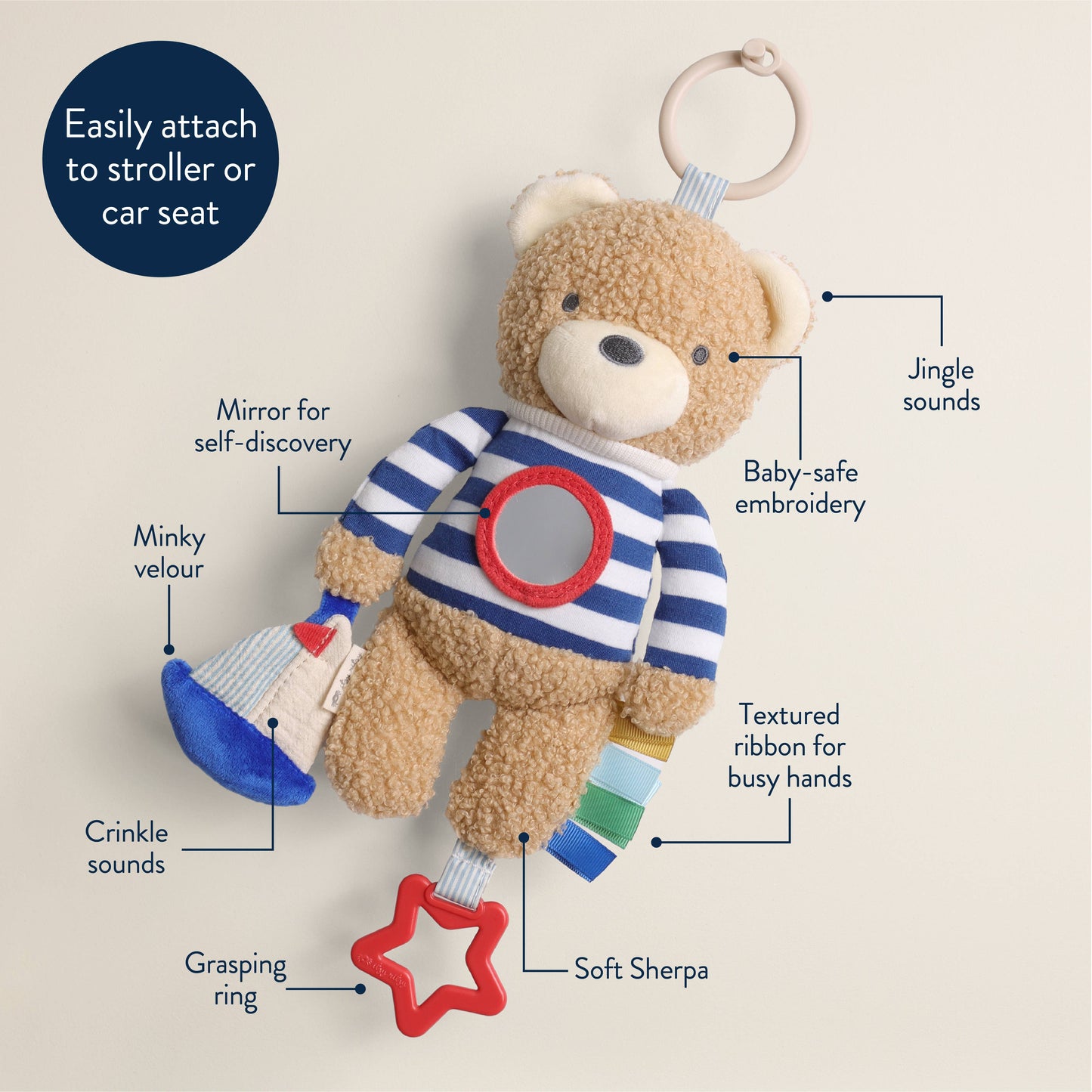 Bitzy Traveler Bear Plush Babies Toy