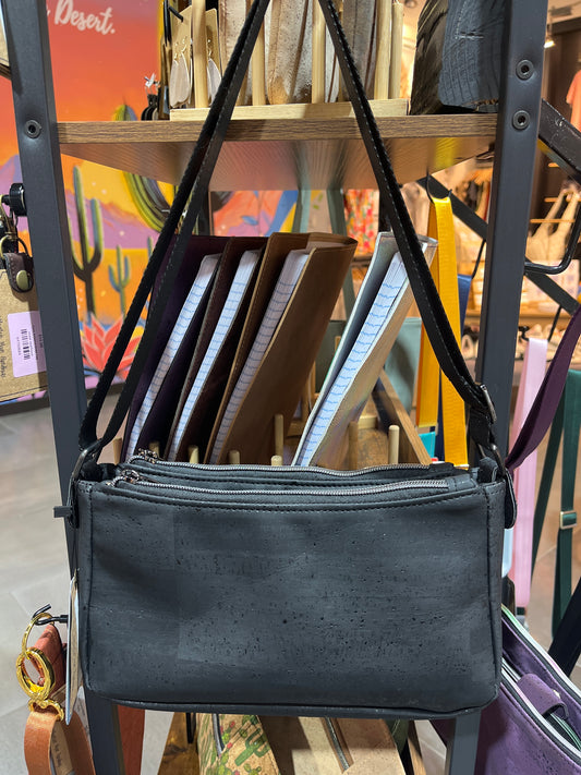 black cork aries cross body