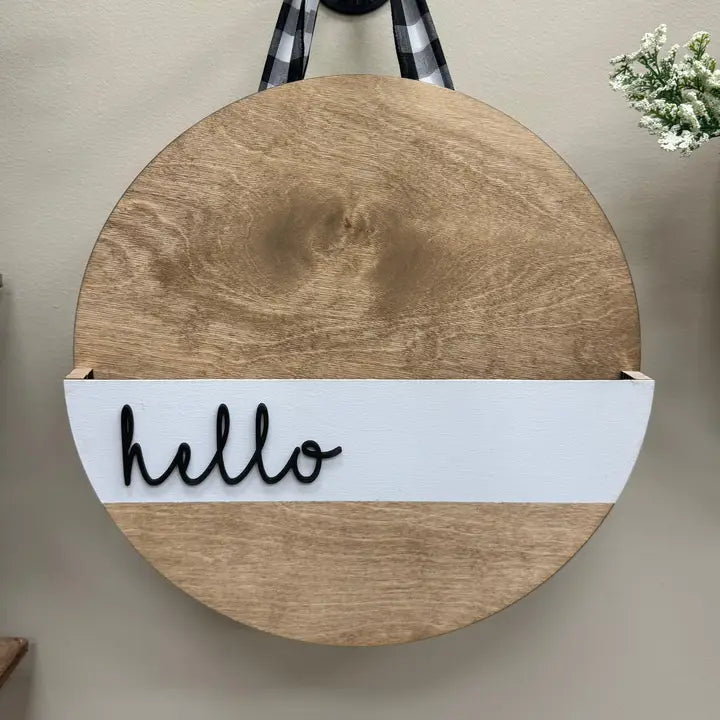Rustic "Hello" Interchangeable Door Hanger - STV Location