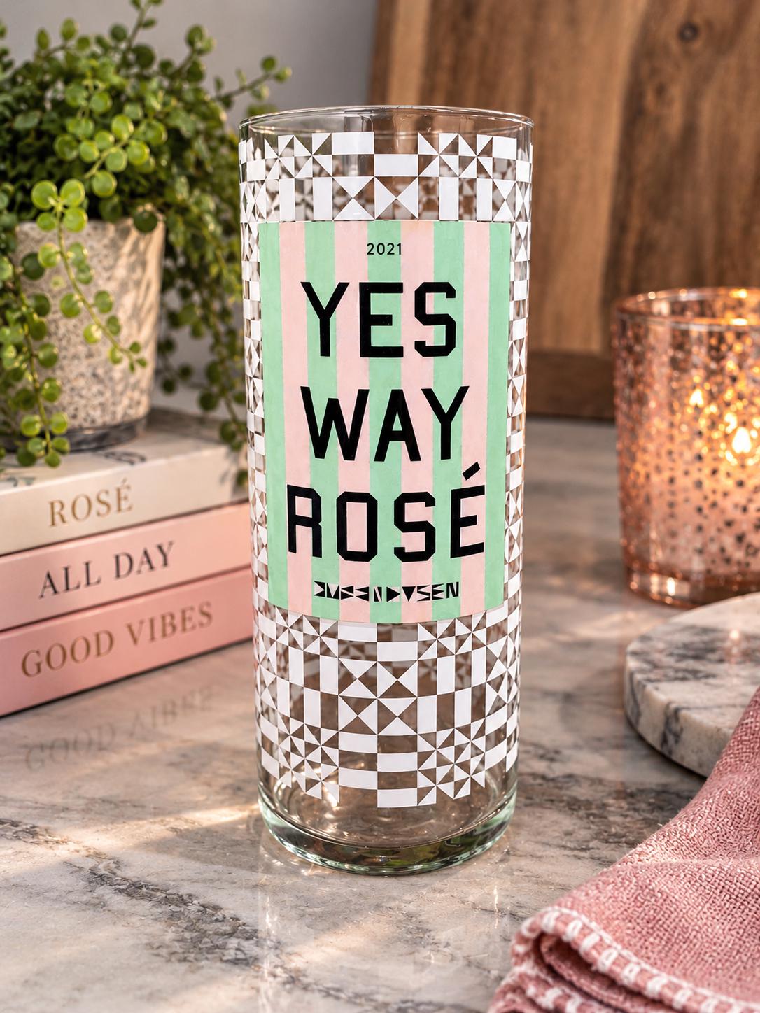 Rosé Glass | Handmade Pink & Mint Tumbler | Unique Barware | Rosé Lover Gift