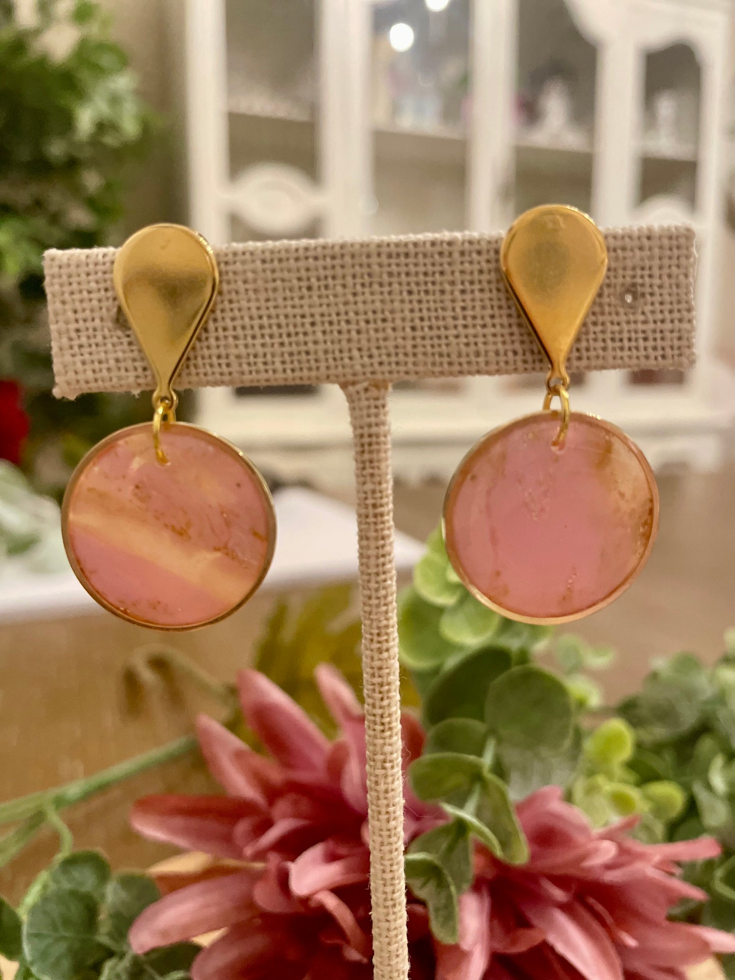 Pink Faux Stone Earrings - Mimi Co Handmade