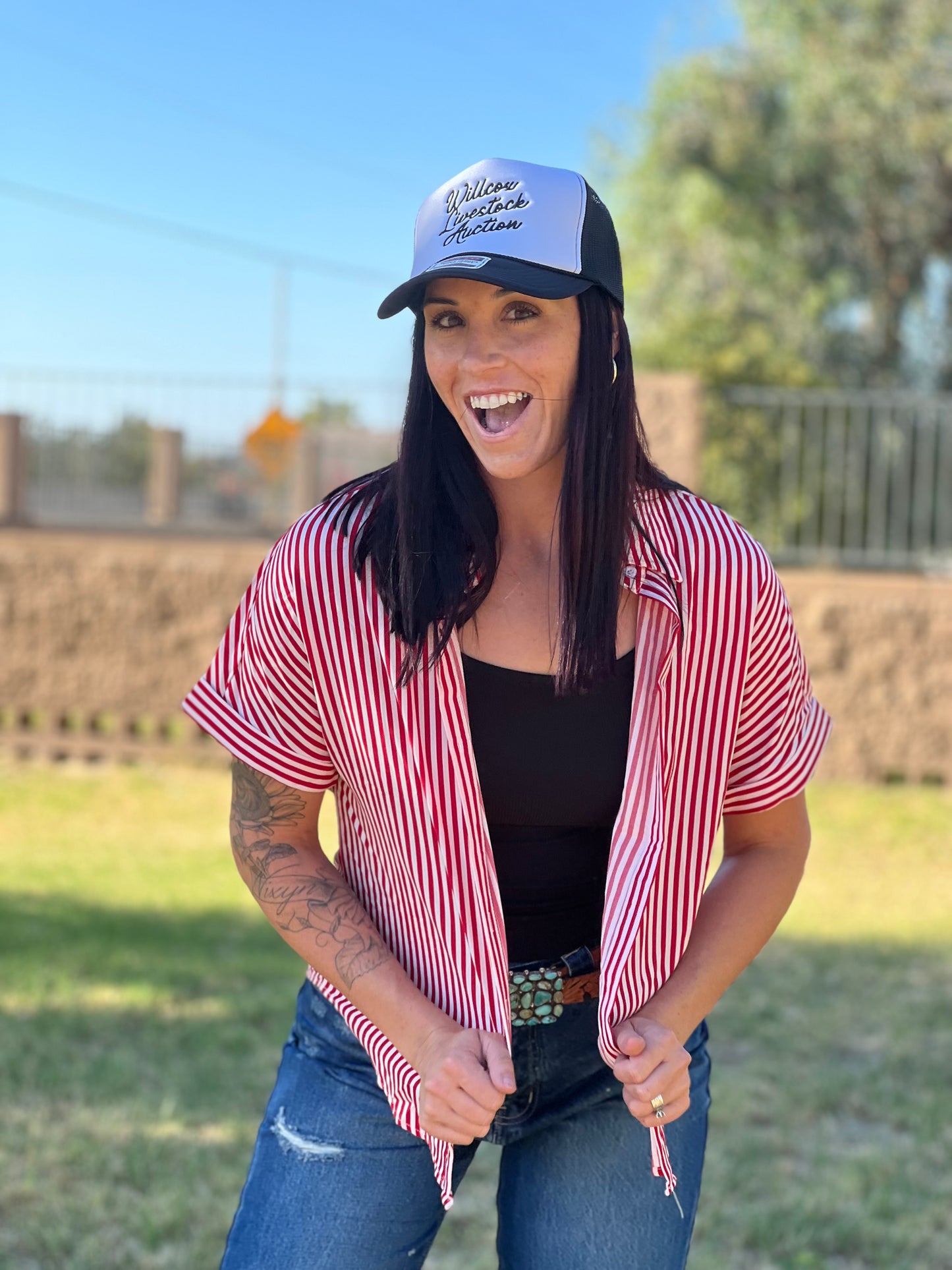“Waitin’ on Lane” Blouse- Short Sleeve Button up-Tiny Cowboy Trading Co.