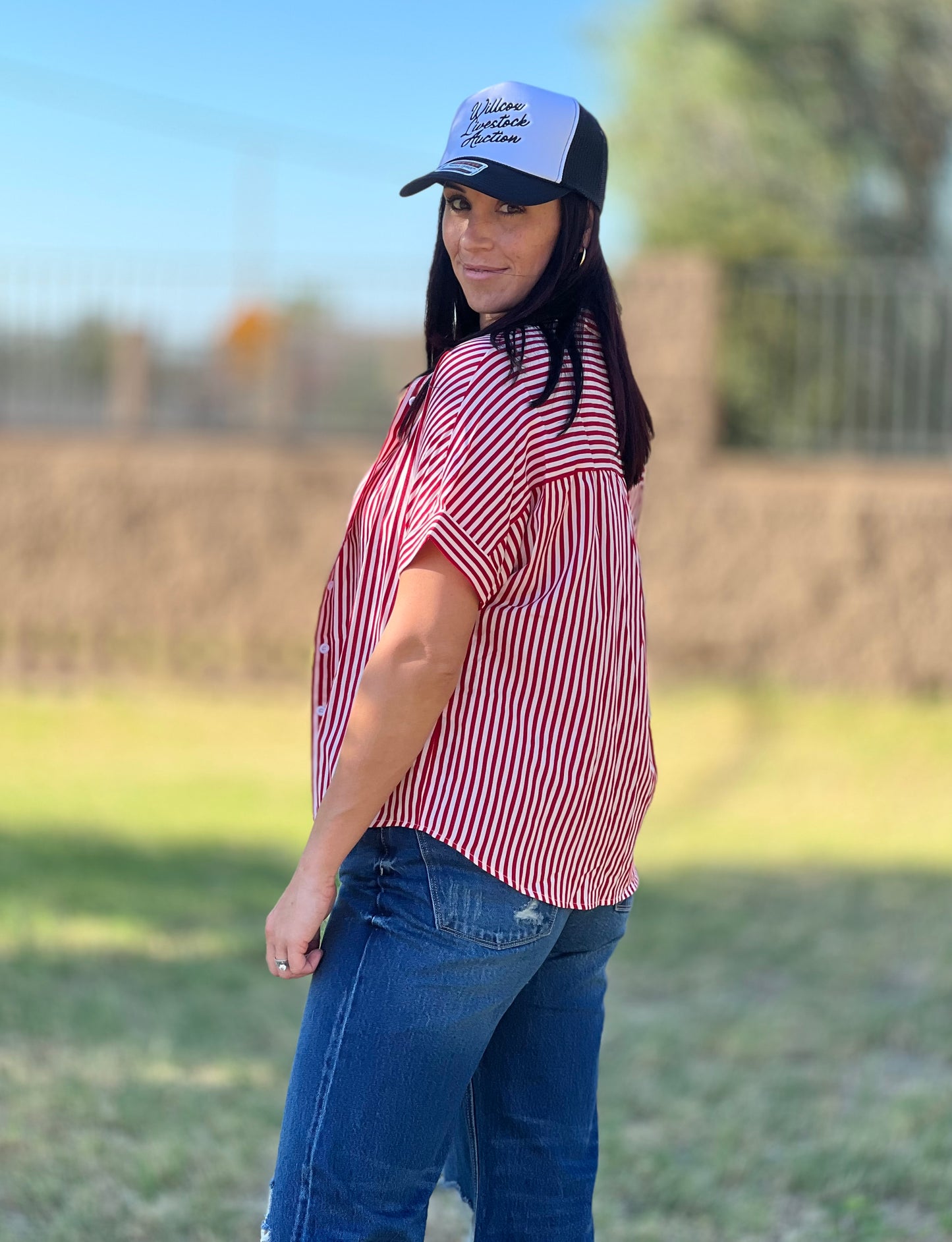 “Waitin’ on Lane” Blouse- Short Sleeve Button up-Tiny Cowboy Trading Co.