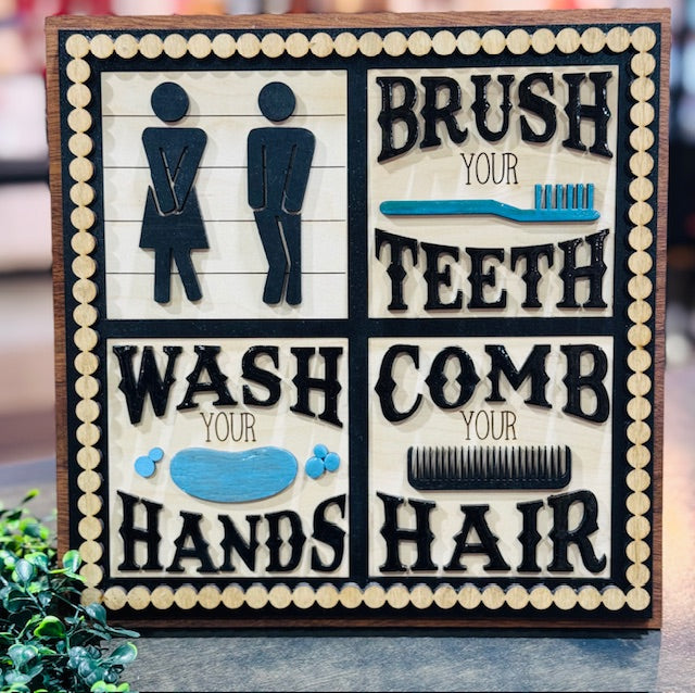 Interchangeable Leaning Sign (Bathroom) - STV
