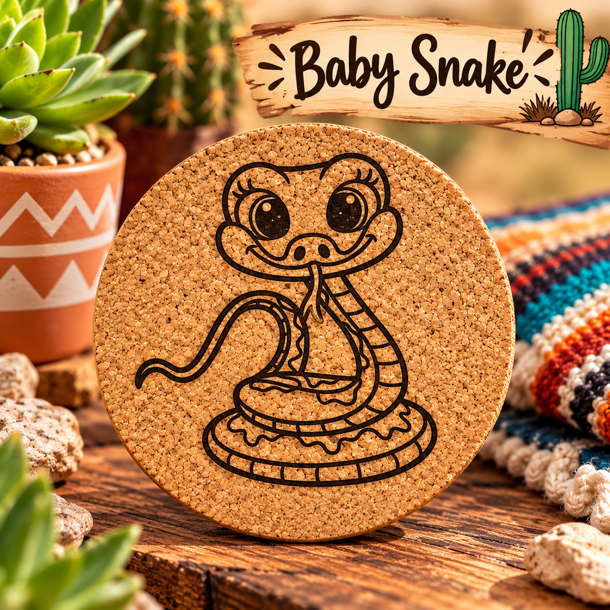 Snake Cork Coaster-DQ Kreations