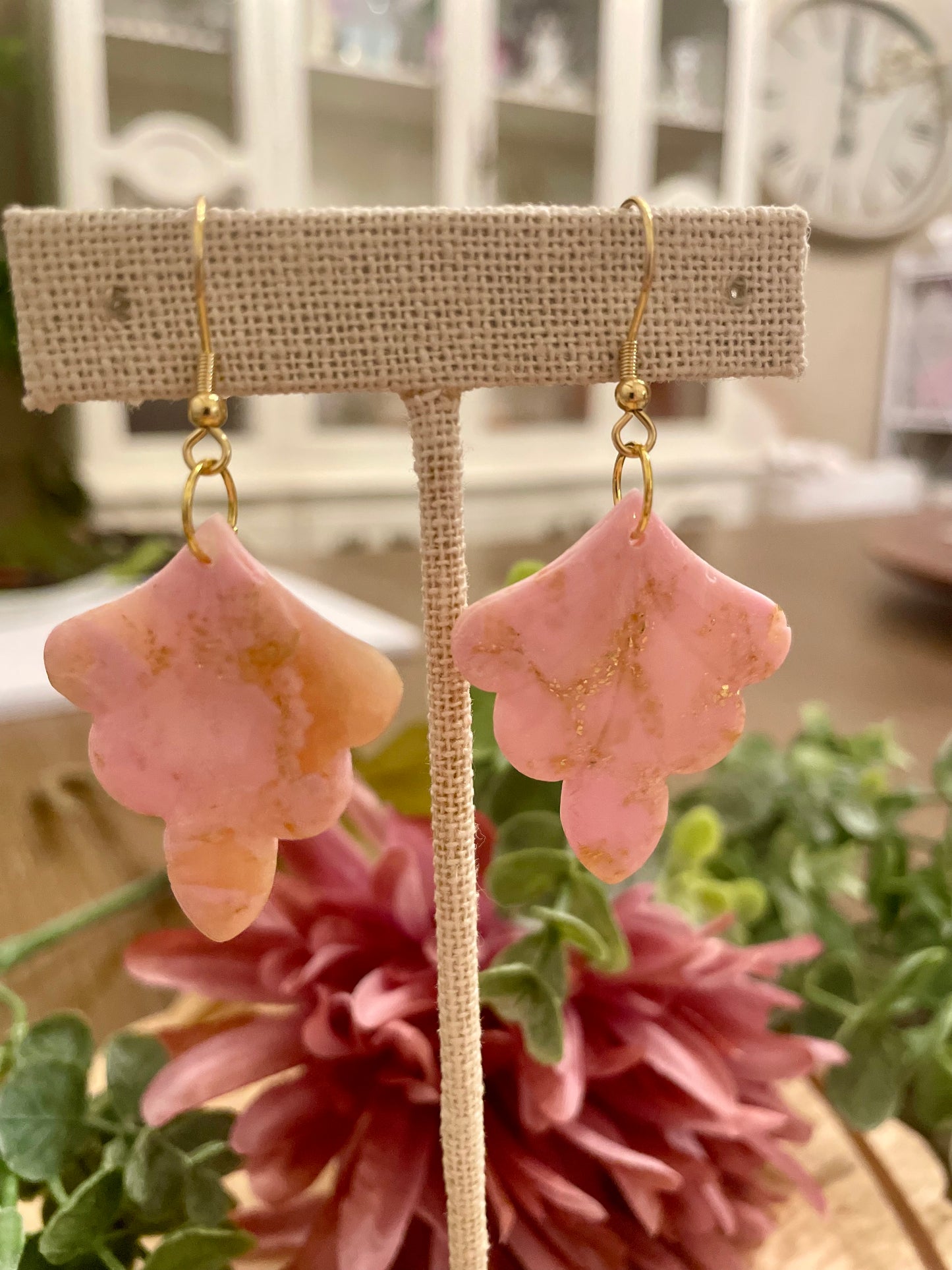 Pink Faux Stone Earrings - Mimi Co Handmade