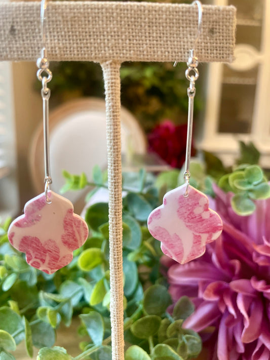 Pink Chinoiserie Earrings - Mimi Co Handmade Jewelry