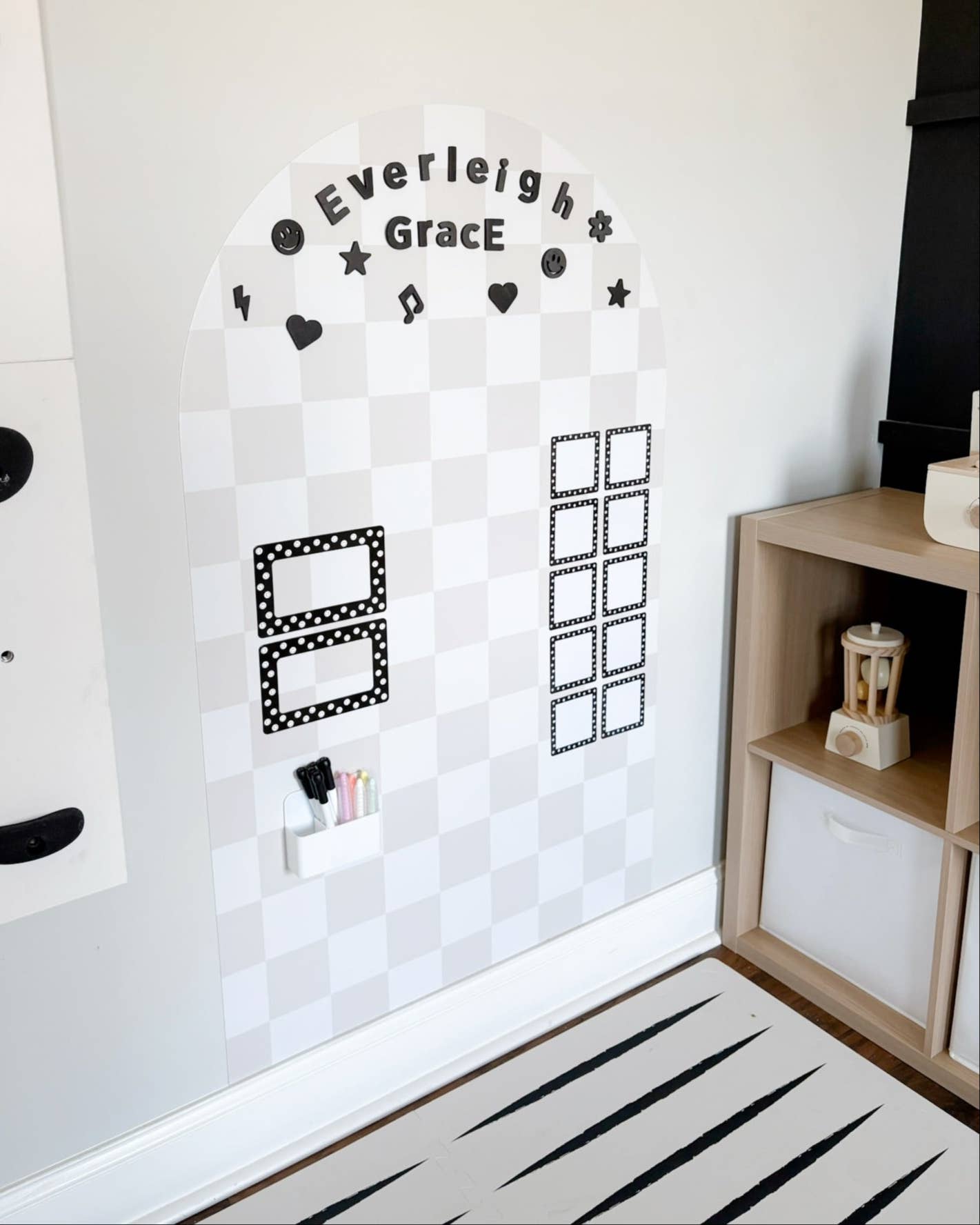 MEGA Magic Playwall - Arch Magnetic Wall Decal for Kids: Neutral Check (Canada ready-to-ship, US PRE-ORDER ships in 2 weeks)
