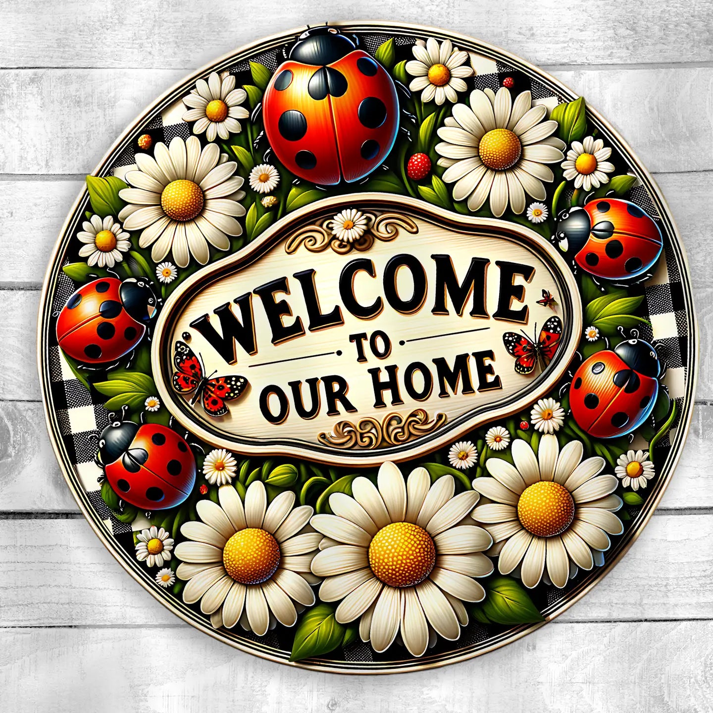 Ladybug Vibrant Uv Printed Wood Door Hanger - STV