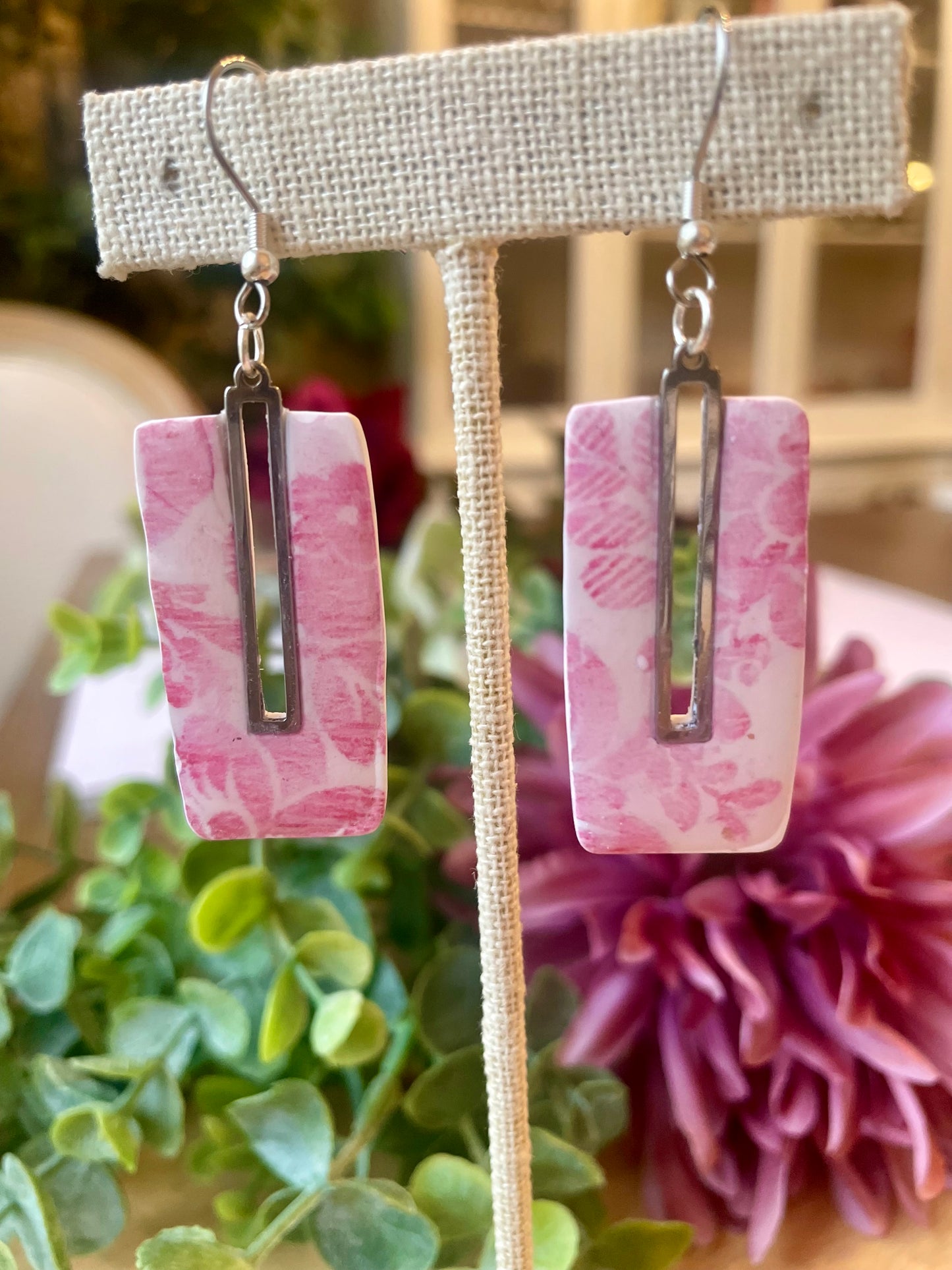 Pink Chinoiserie Earrings - Mimi Co Handmade Jewelry