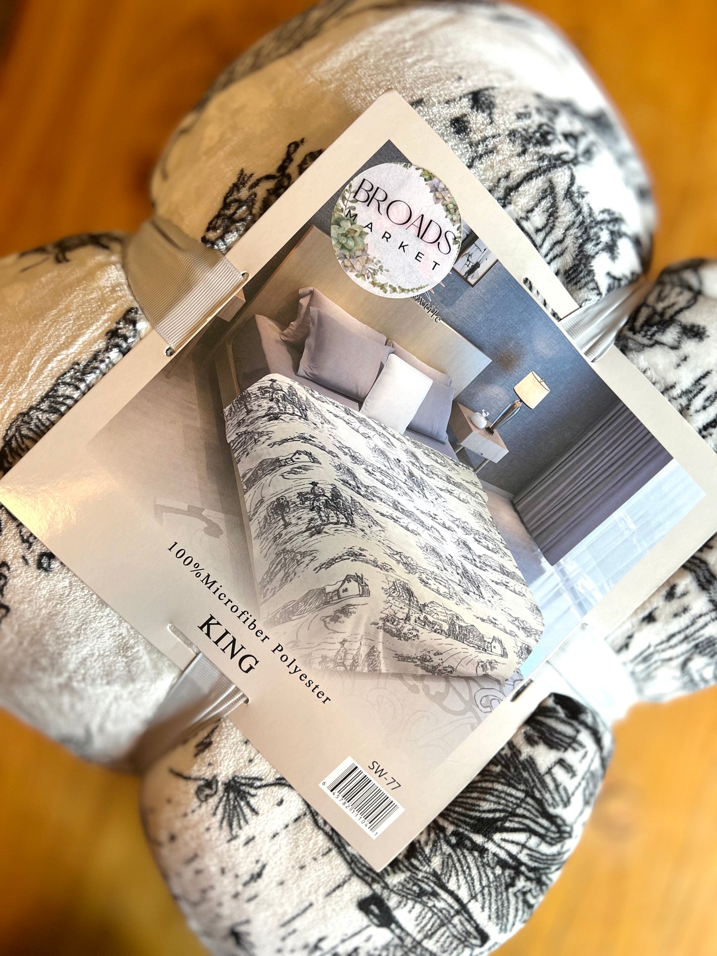 KING sized Cowboy Scene Plush Blanket- Tiny Cowboy Trading Co.