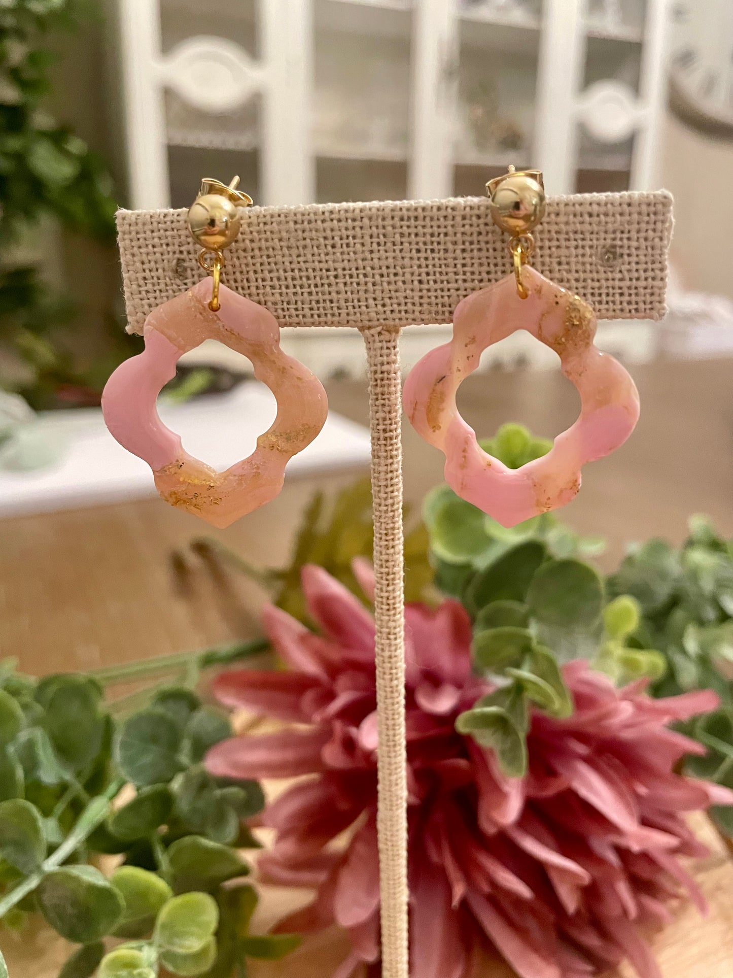 Pink Faux Stone Earrings - Mimi Co Handmade