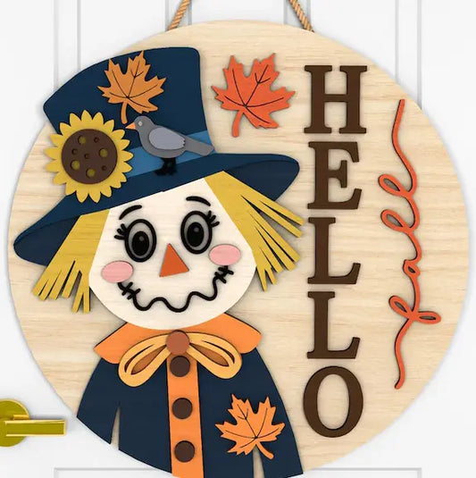 Scarecrow Hello Fall Wood Sign - CHD Location