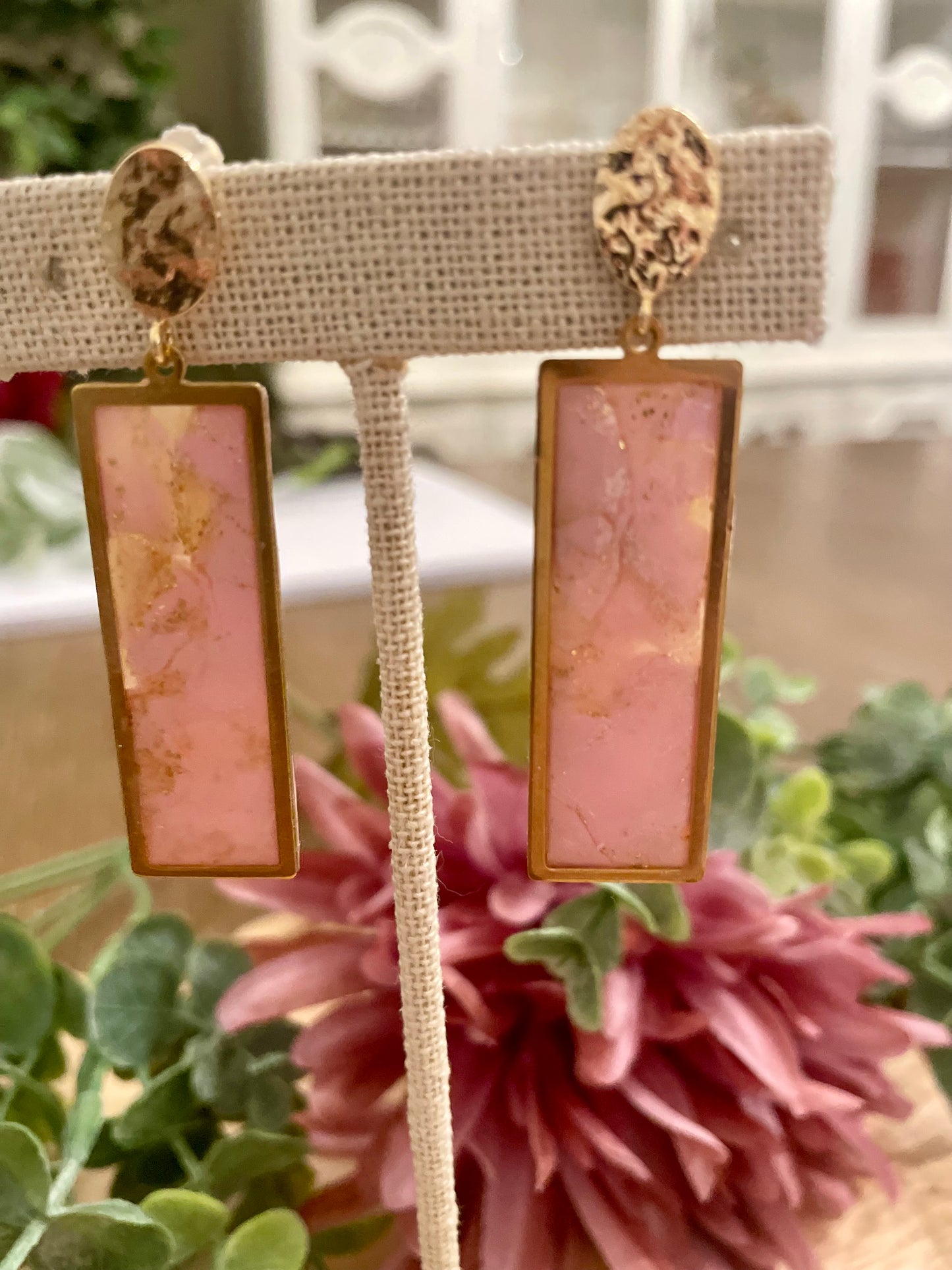 Pink Faux Stone Earrings - Mimi Co Handmade