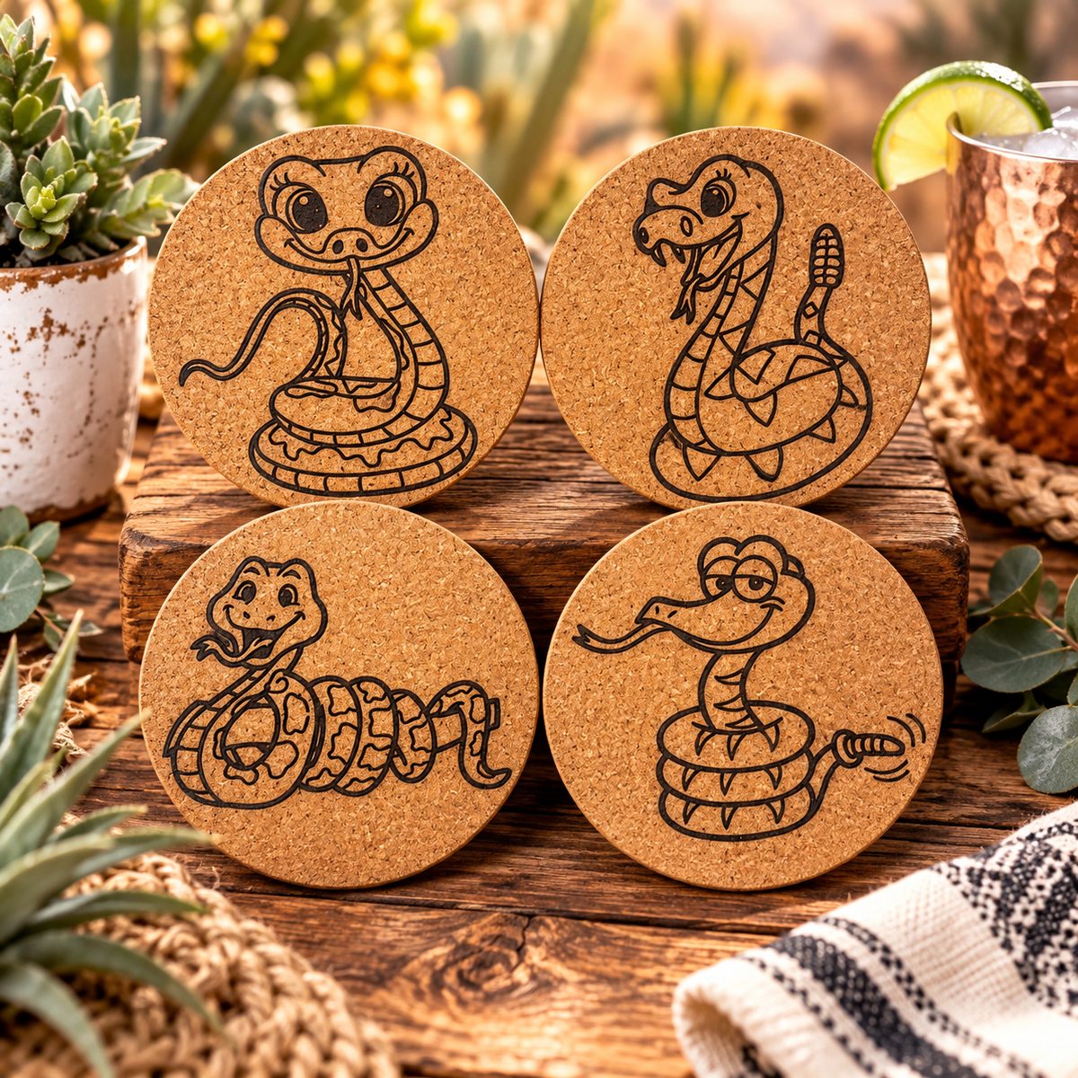 Snake Cork Coaster-DQ Kreations
