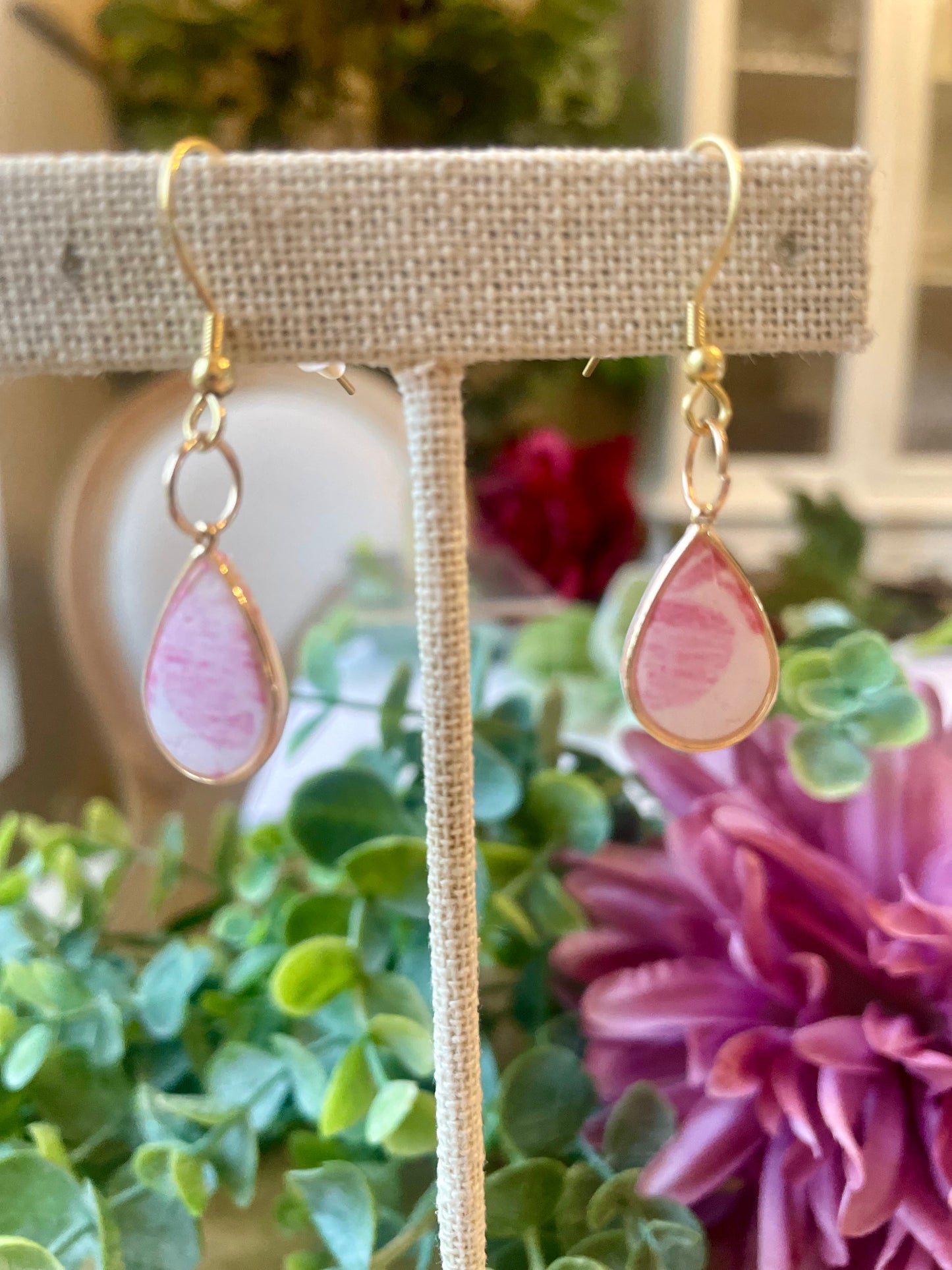 Pink Chinoiserie Earrings - Mimi Co Handmade Jewelry