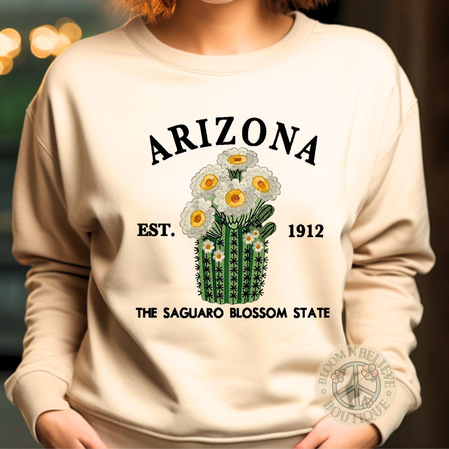 ARIZONA, Saguaro Cactus State-  Embroidered Unisex Shirt - Bloom-N-Believe Boutique