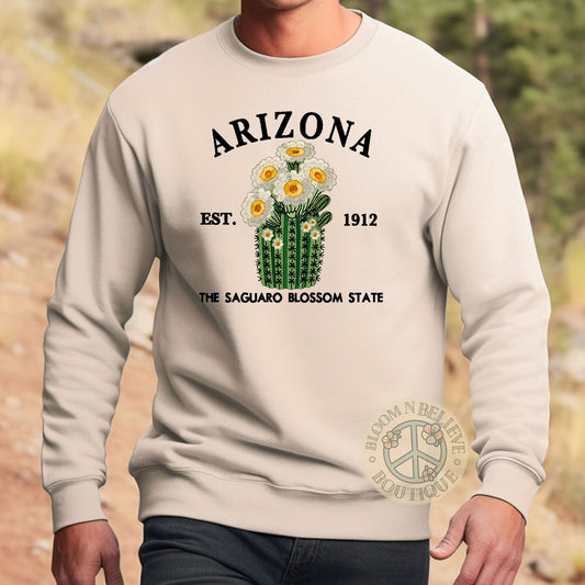 ARIZONA, Saguaro Cactus State-  Embroidered Unisex Shirt - Bloom-N-Believe Boutique