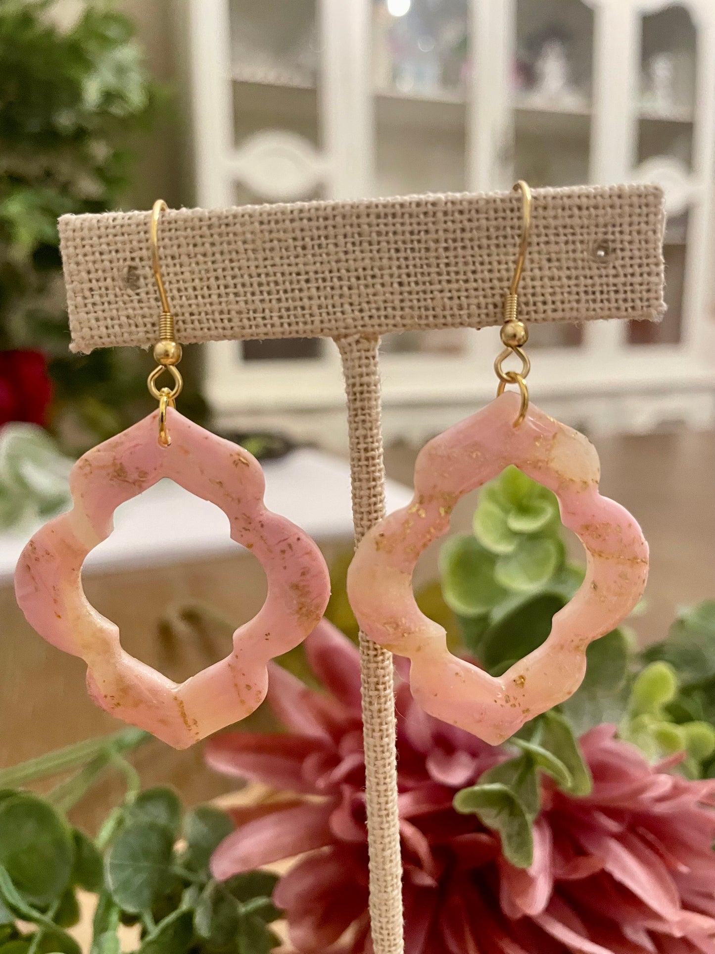 Pink Faux Stone Earrings - Mimi Co Handmade