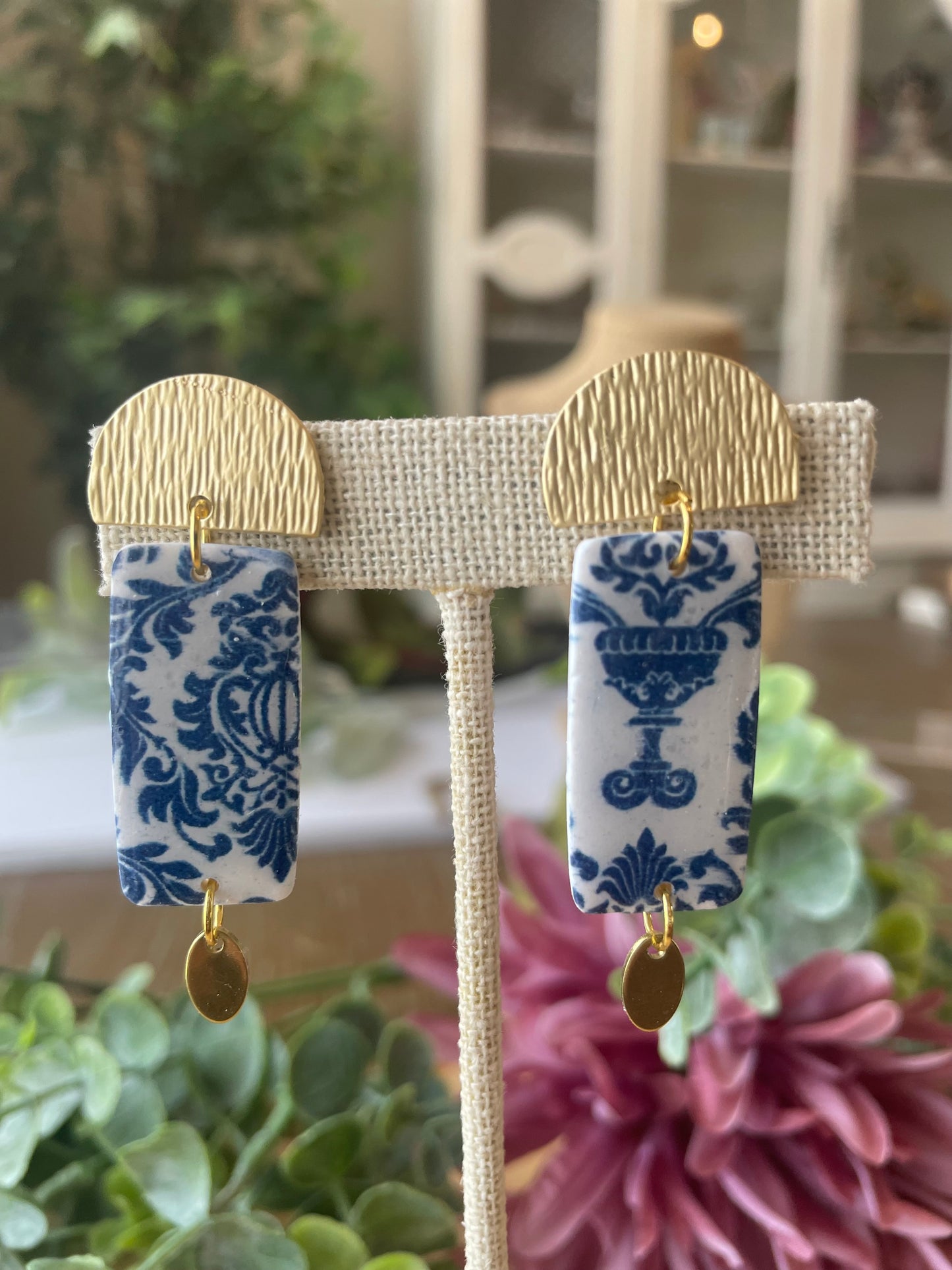 Blue Chinoiserie Earrings - Mimi Co Handmade Jewelry