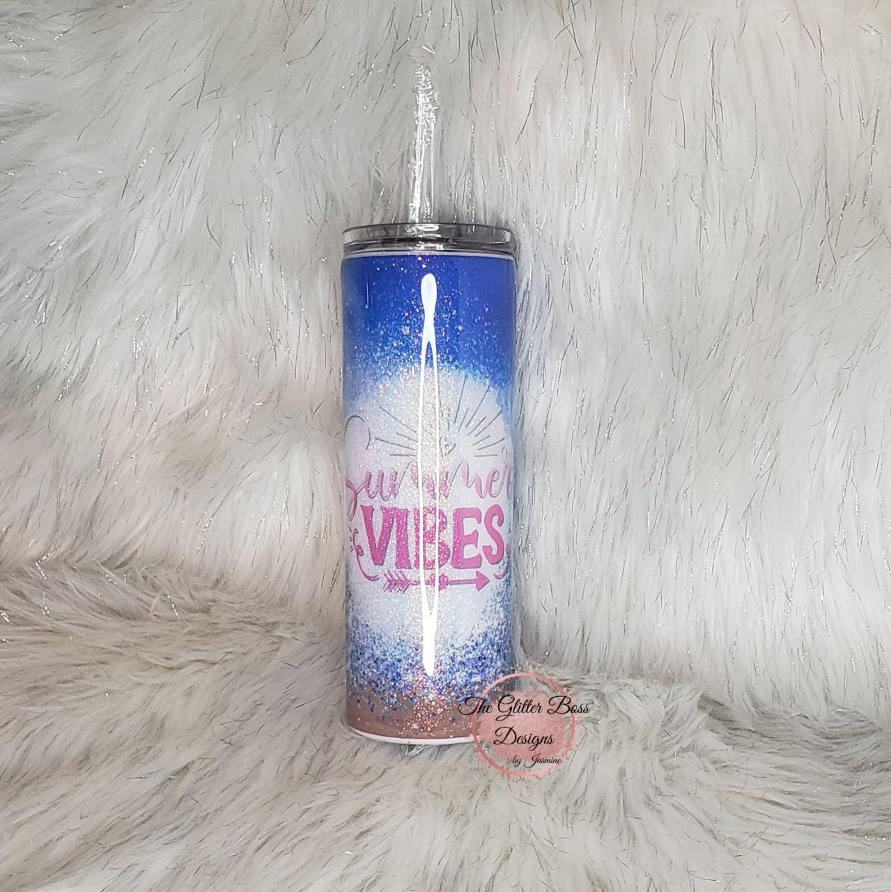 Beach Summer Vibes  - 20 oz Skinny - Glitter Boss