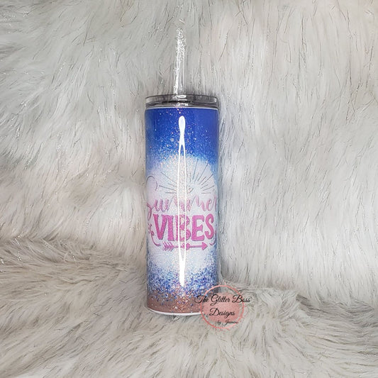 Beach Summer Vibes  - 20 oz Skinny - Glitter Boss