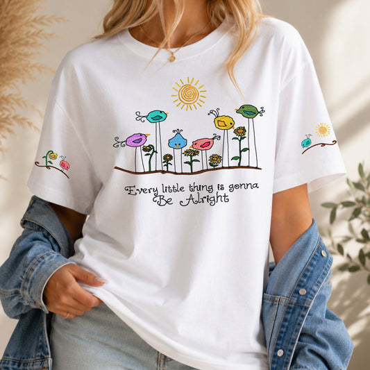 Embroidered Every little thing gonna be Alright Bird Unisex Shirt - Bloom-N-Believe Boutique