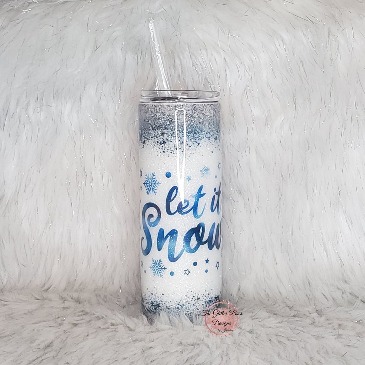 Blue Snowflake Let It Snow - 20 oz Skinny - Glitter Boss - CHD