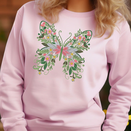 Floral Butterfly Embroidered Unisex Shirt - Bloom-N-Believe Boutique