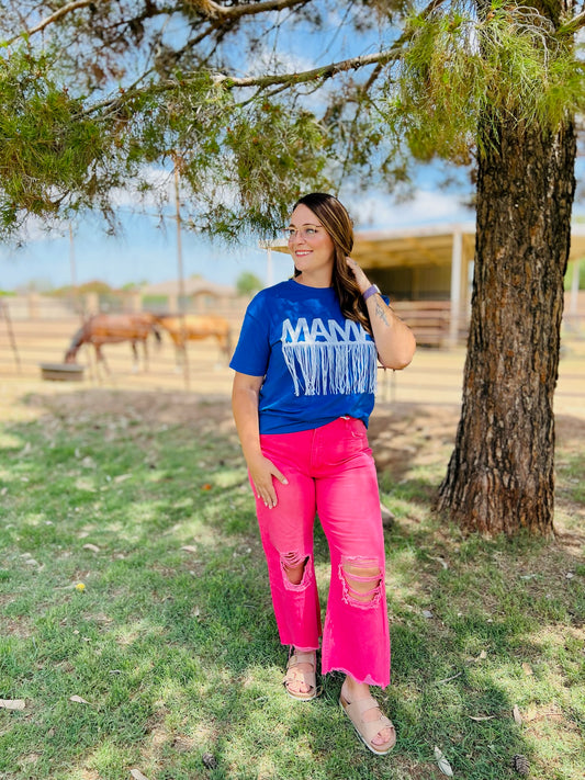 Mama Sequin Fringe Shirt