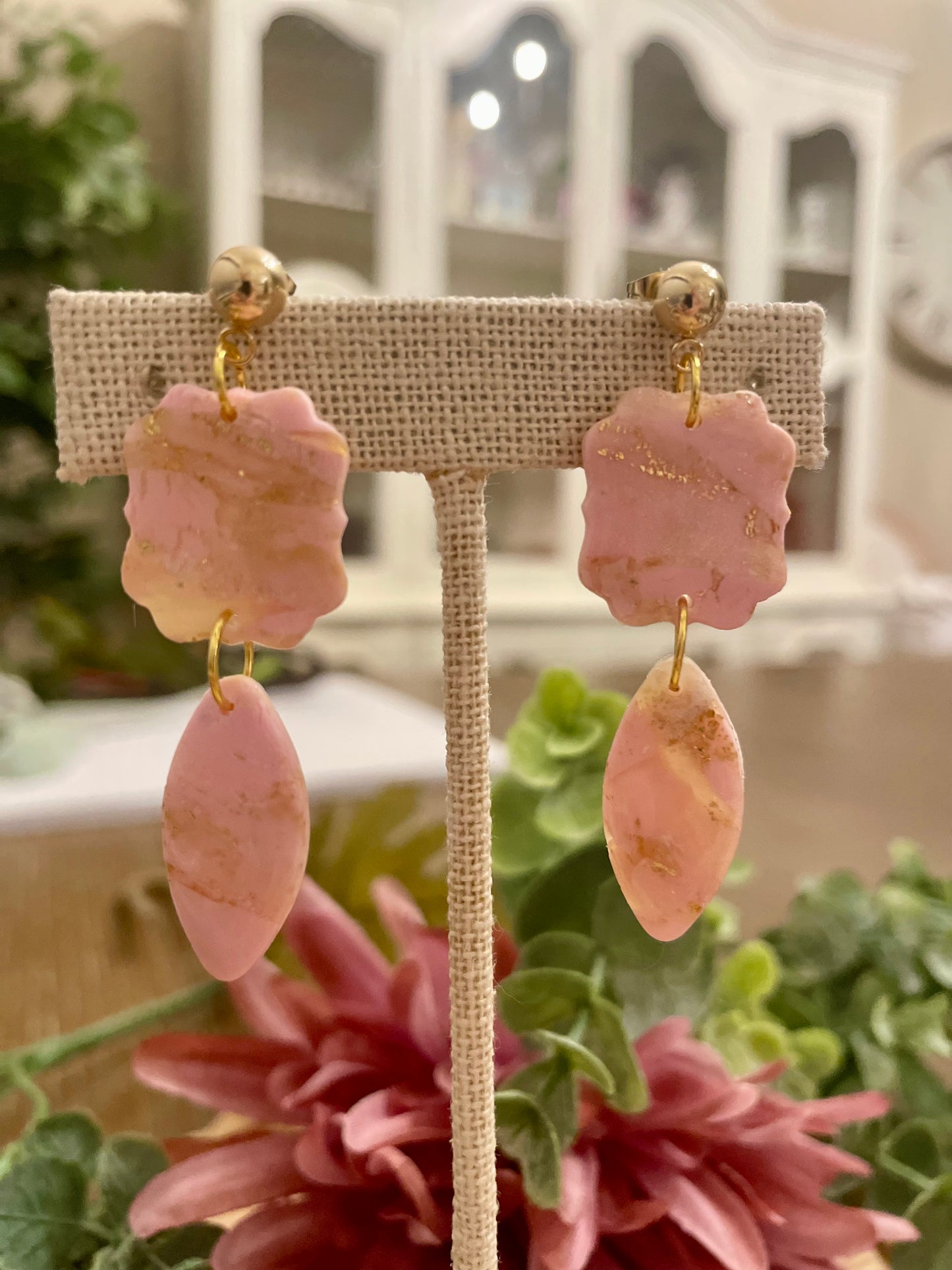 Pink Faux Stone Earrings - Mimi Co Handmade