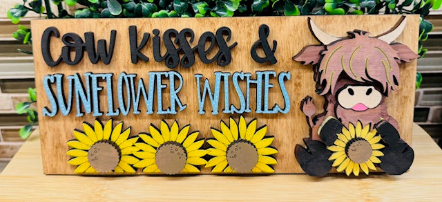 Interchangeable Leaning Frame Insert 4.25" Highland Cow (Sunflower Fields) - STV
