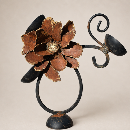 Magnolia Sconce Bloom – Reclaimed Metal Sculpture
