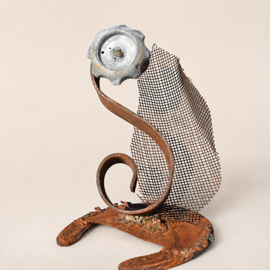 Serpentine Mesh Bloom – Reclaimed Metal Sculpture