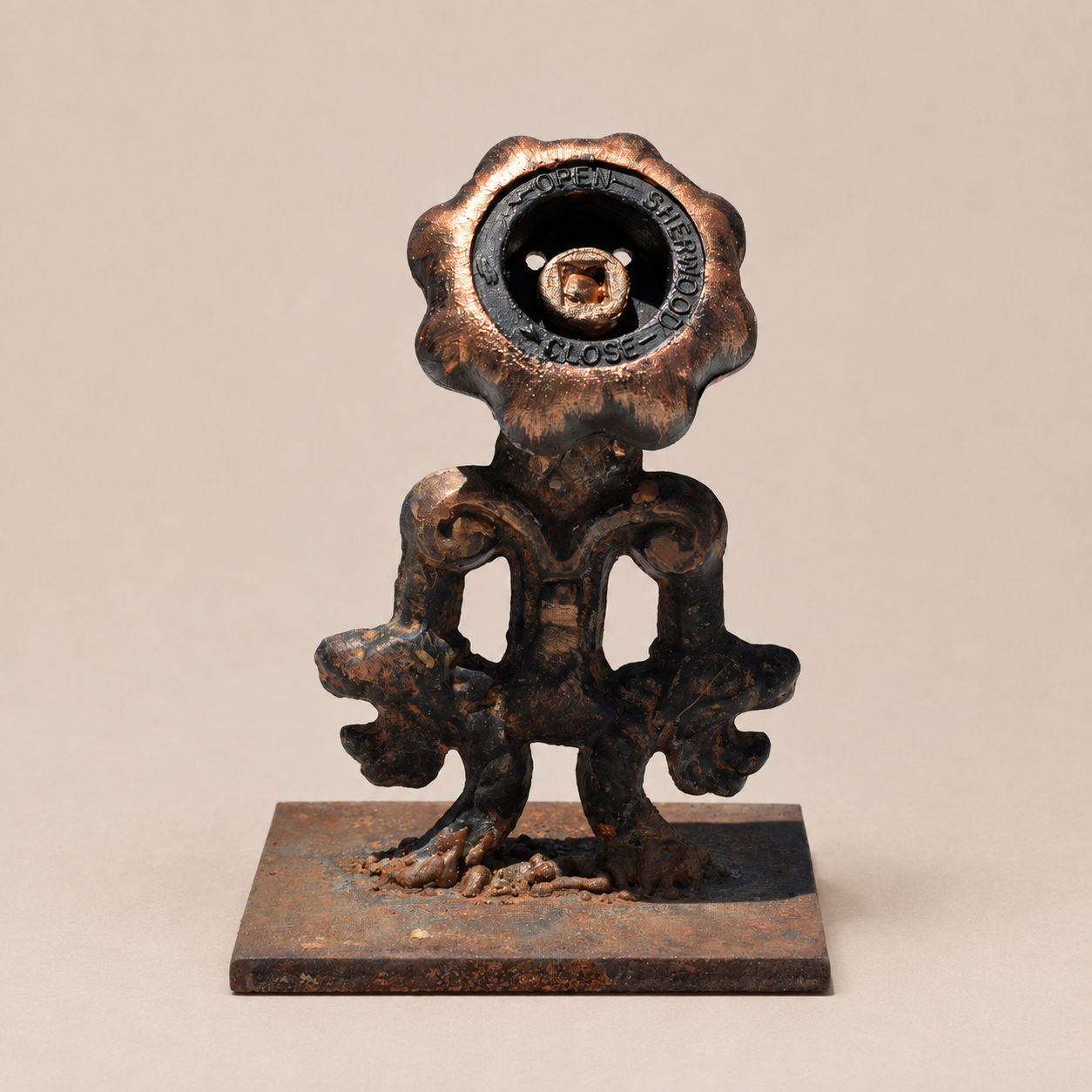 Sherwood Valve Bloom – Reclaimed Metal Sculpture