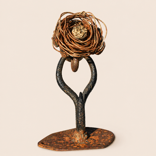 Woven Wire Nest Bloom  – Reclaimed Metal Flower