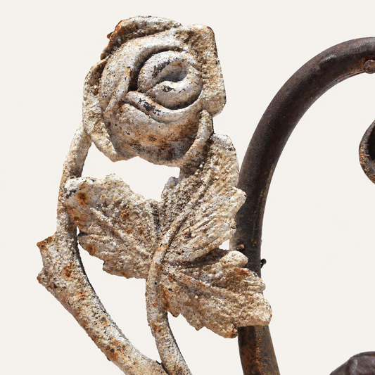Weathered Rose Scroll – Reclaimed Metal Sculpture
