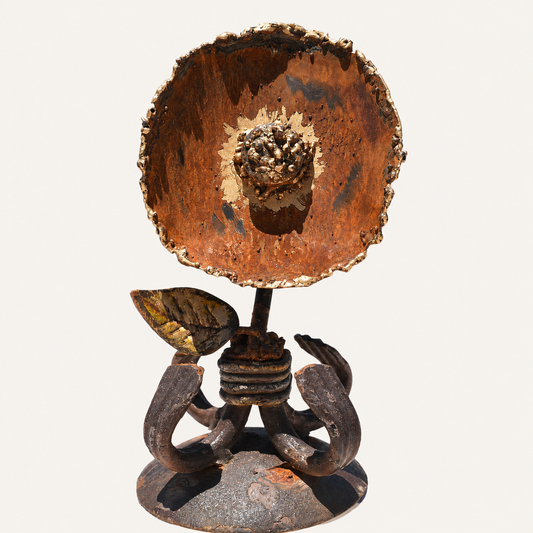 Golden Rim Dish Bloom – Reclaimed Metal Flower