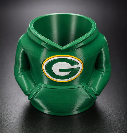 gree bay Hoodie – 3D Printed Beverage Holder- We Customize Crafts
