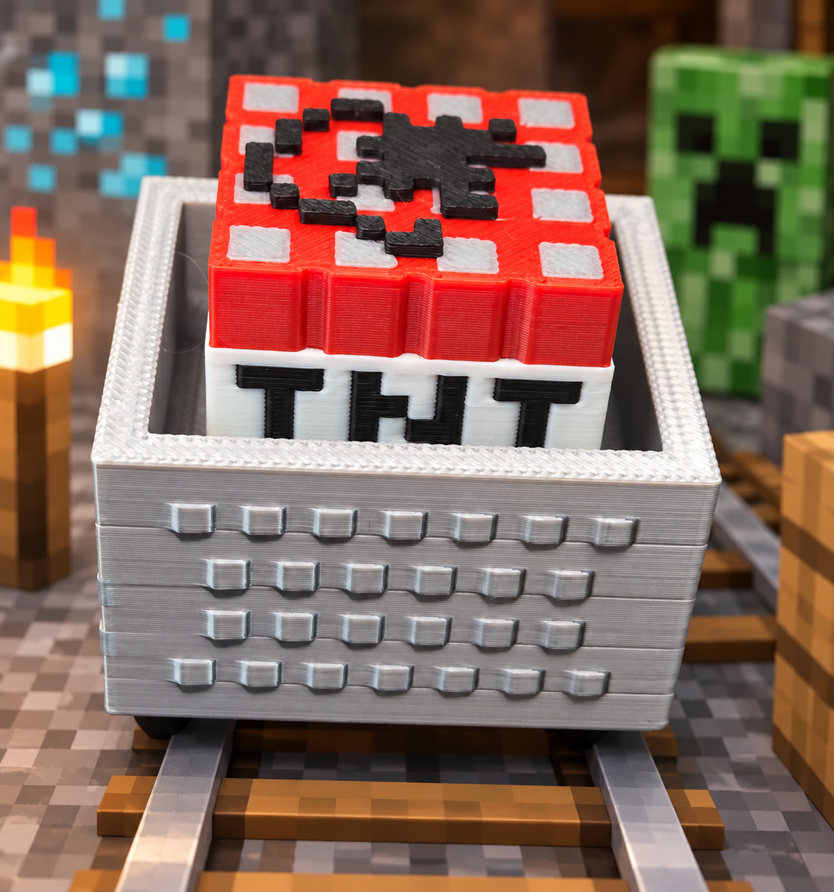 Pixel TNT Minecart Storage Box  - we customize creafts