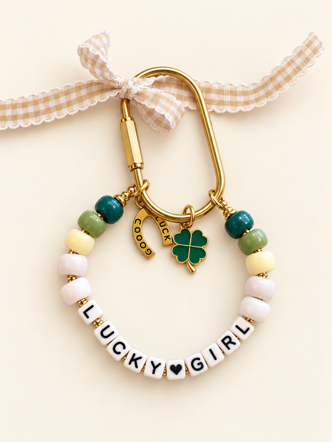Lucky Girl Clover Bag Charm Keychain - The Charm Edits