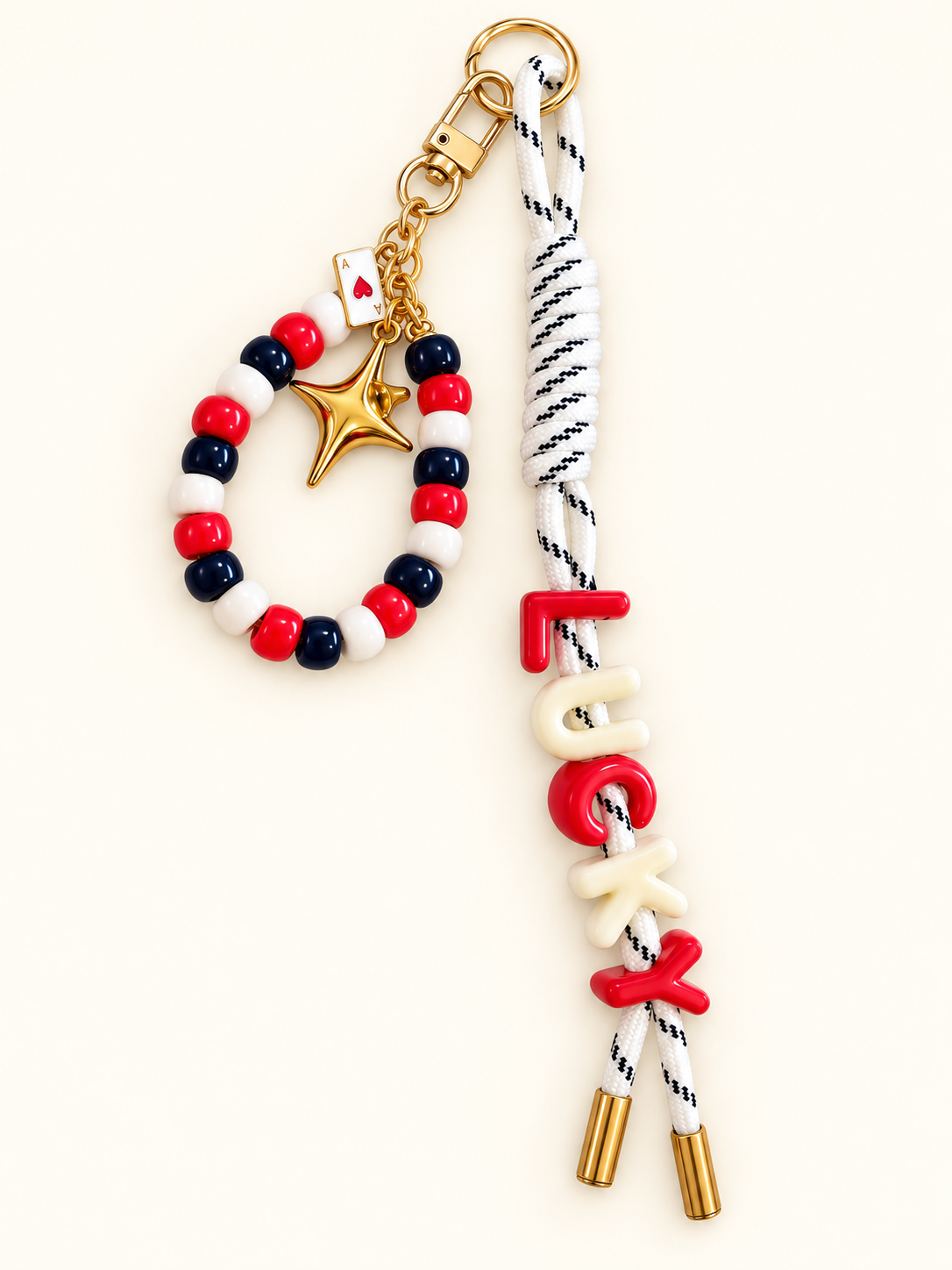 Lucky Red, White & Blue Bag Charm Keychain - The Charm Edits