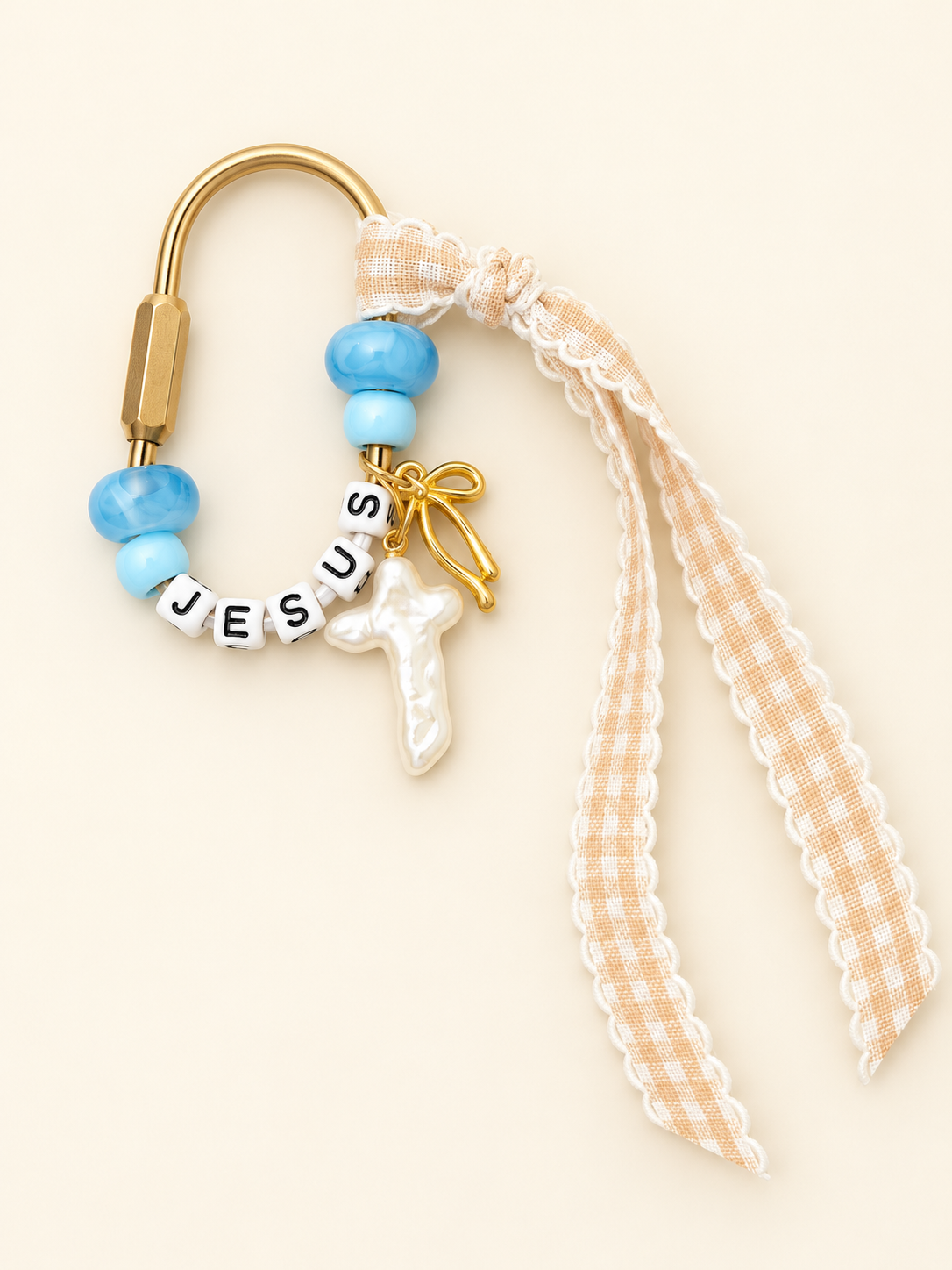 Jesus Pearl Cross Faith Bag Charm - The Charm Edits