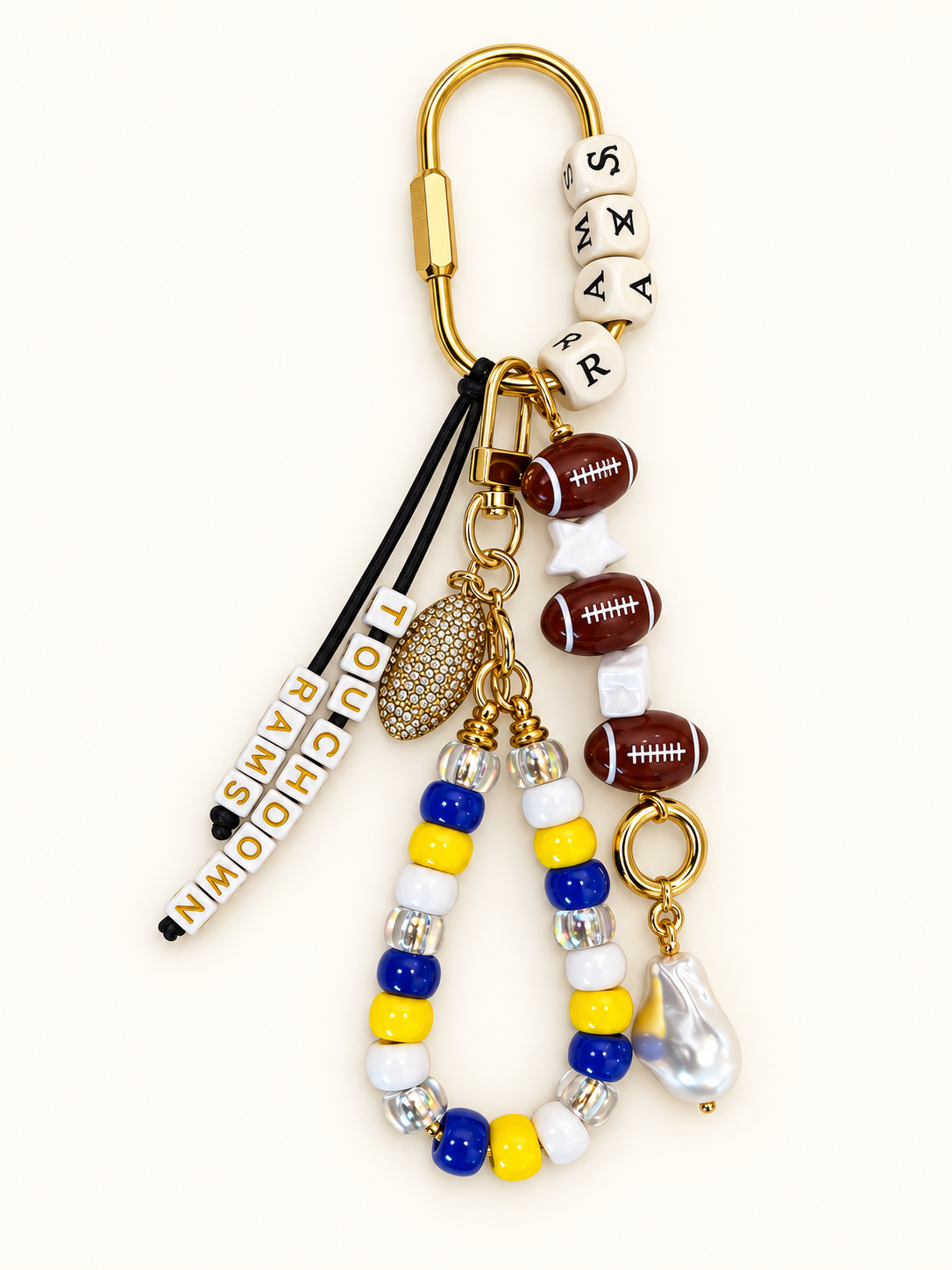 Blue & Gold Touchdown Football Bag Charm - The Charm Edits